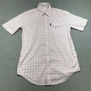 Criquet Shirt Mens Small Pink Blue‎ Plaid Pearl Snap Performance Stretch Casual